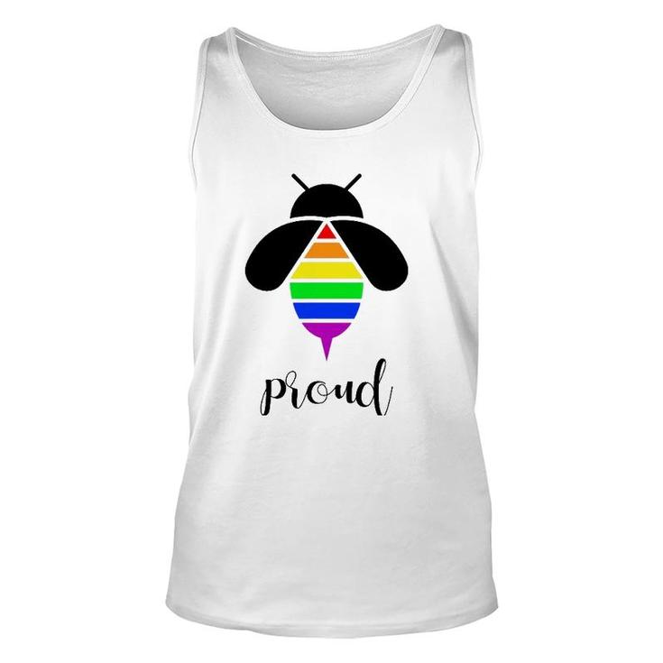 Bee Proud  Gay Pride Lgbtq Funny Rainbow Bee Unisex Tank Top