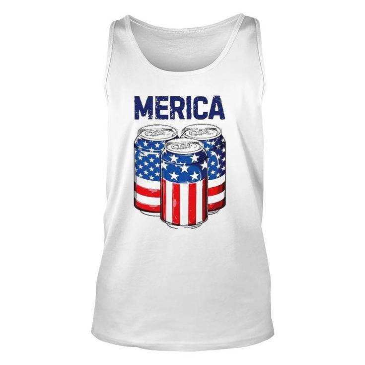 Beer Merica 4Th Of July Men Women American Flag Usa Unisex Tank Top