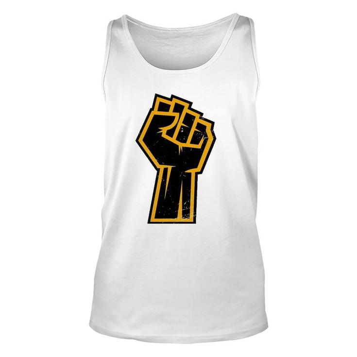 Black History Month African American Golden Protest Fist Unisex Tank Top