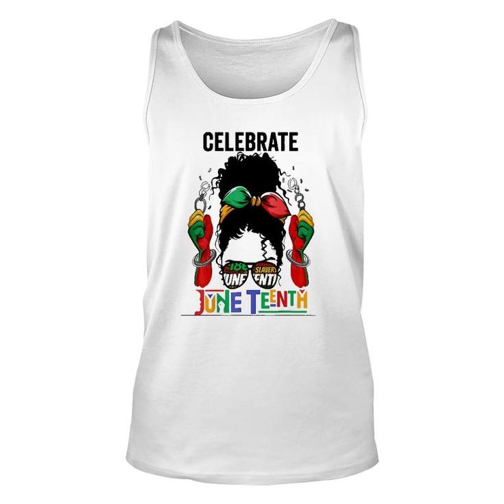 Black Women Messy Bun Juneteenth Celebrate Independence Unisex Tank Top