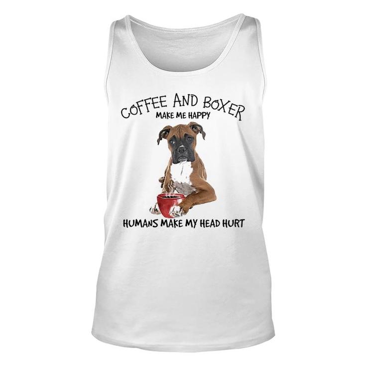Boxer And Coffee Make Me Happy Unisex Tank Top
