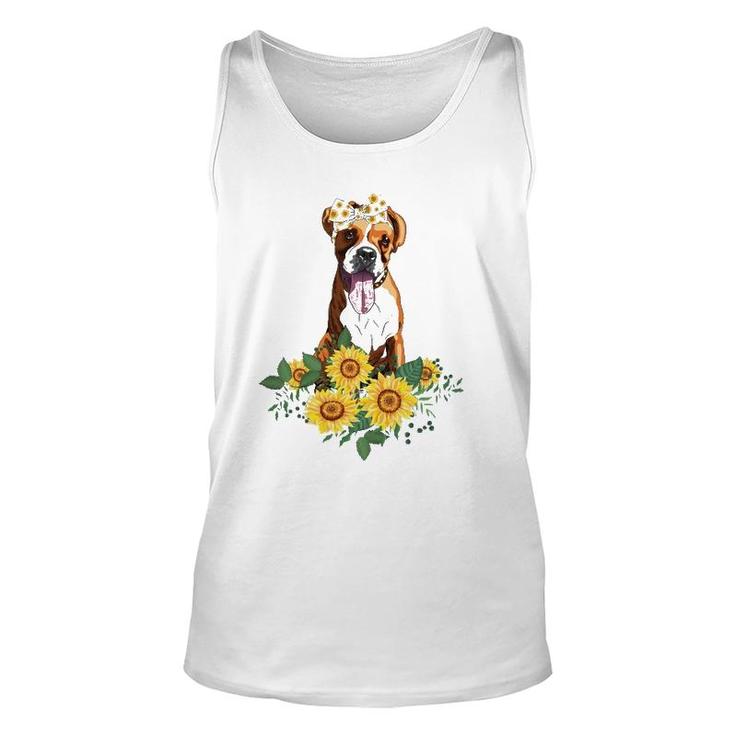 Boxer Dog Sunflower Funny Boxer Lover Gifts Dog Mom Dad Unisex Tank Top
