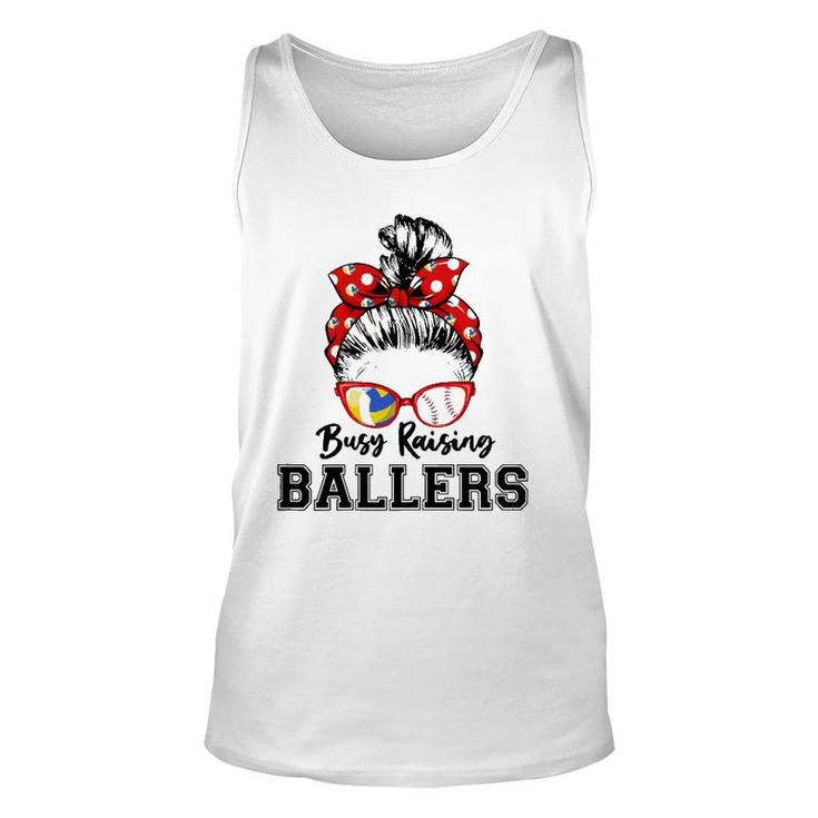 Womens Busy Raising Ballers Classy Volleyball And Baseball Lover Tank Top