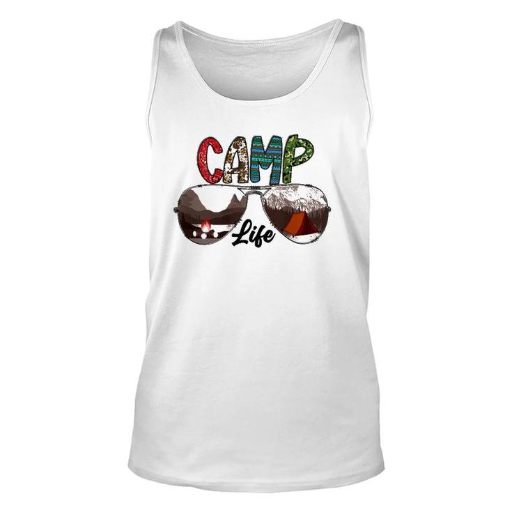 Camping Life With Sunglasses Sunset Tent  Unisex Tank Top