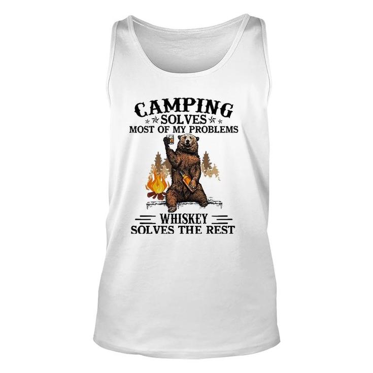 Camping Solves Most Of My Problems Bear And Whiskey Unisex Tank Top