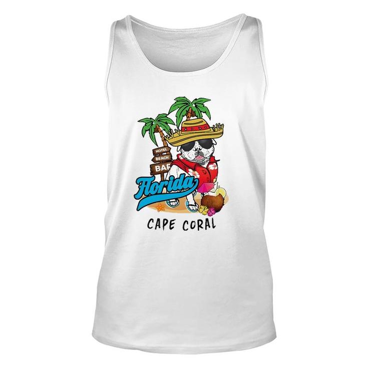 Cape Coral Florida Beach Party Bulldog Sunglasses Souvenir Unisex Tank Top