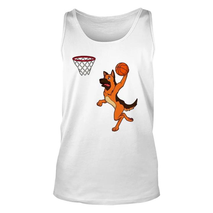 Cartoon Shepherd Dog Playing Basketball Unisex Tank Top