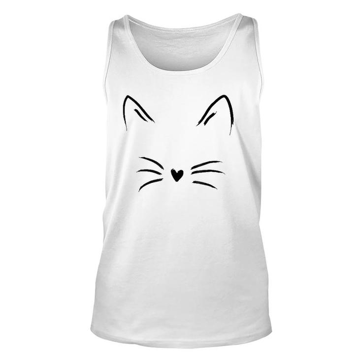 Cat Face Whiskers Print Tee Kitty Lover Unisex Tank Top