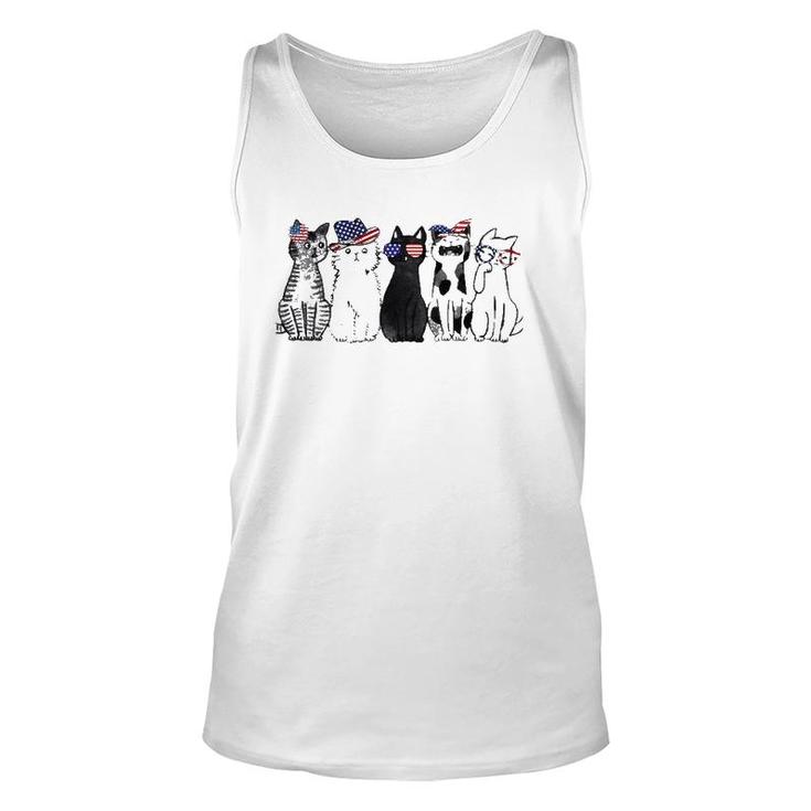 Cat Lover July 4Th Fourth Of July Funny Cats American Flag Unisex Tank Top