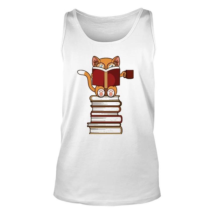 Cats And Reading Books Literature Unisex Tank Top