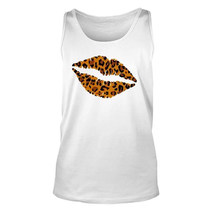 Womens Cheetah Print Kissing Lips Leopard Pattern Kiss Tank Top