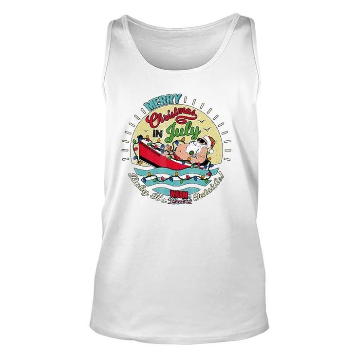 Christmas In July Santa Hat Sunglasses Baby It's Cold Outside Tank Top
