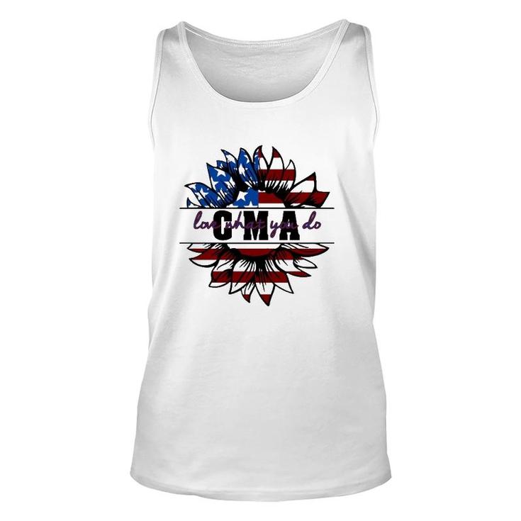 Cma Appreciation Love What You Do American Flag Sunflower Patriotic 4Th Of July Tank Top