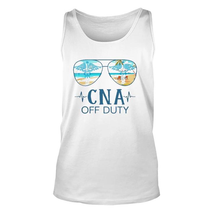 Cna Off Duty Nurse Caduceus Summer Vacation Beach Sunglasses Heartbeat Tank Top