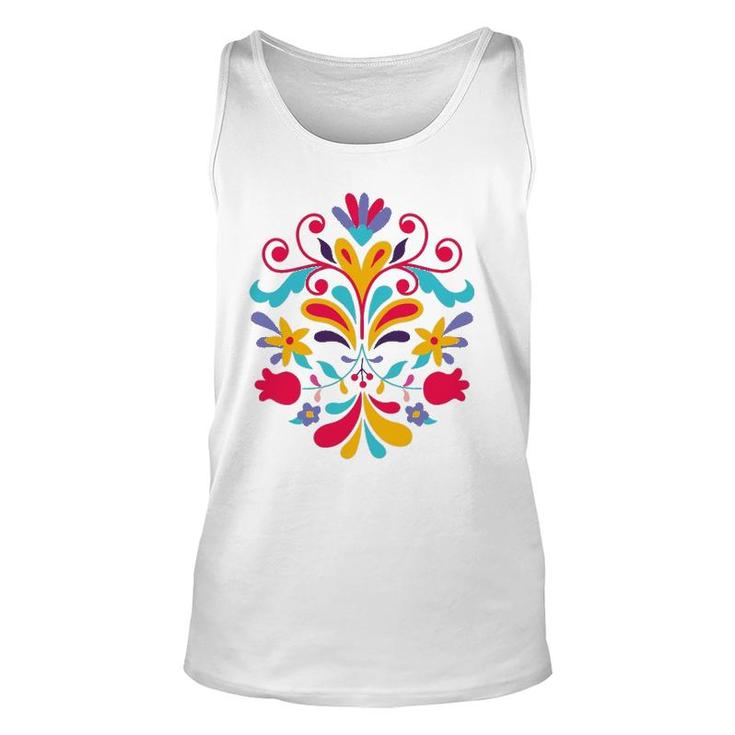 Colorful Floral Mexican Otomi Flowers Floral Otomi Gift Unisex Tank Top