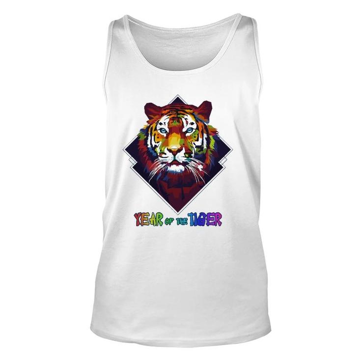 Colorful Tiger Face Cny Happy Lunar New Year Of A Tiger 2022 Ver2 Tank Top