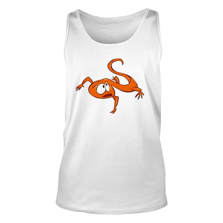 Cool Cartoon Orange Baby Lizard Design Unisex Tank Top