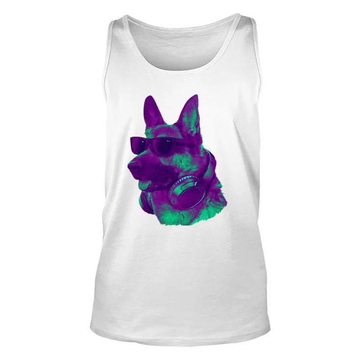 Cool German Shepherd Dj With Headphones & Sunglasses Art Unisex Tank Top