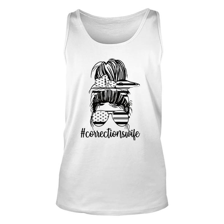 Corrections Wife Messy Bun Proud Correctional Officer Wife  Unisex Tank Top