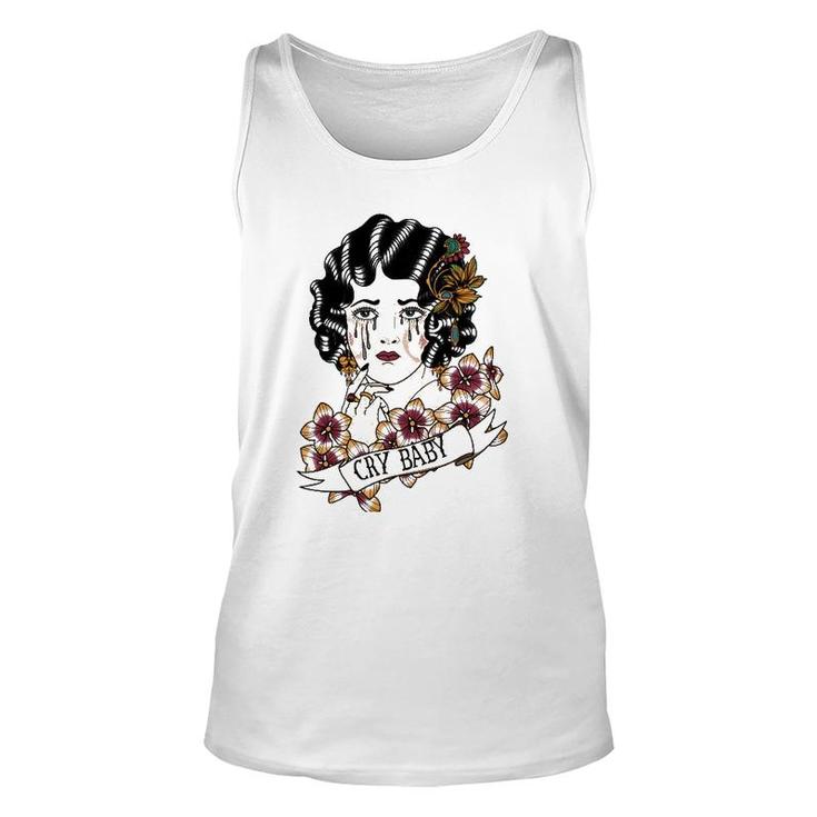 Cry Baby American Traditional Old School Lady Tattoo Unisex Tank Top