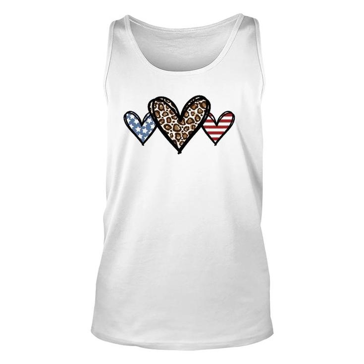 Cute American Flag Hearts Fourth 4Th Of July Usa Patriotic Unisex Tank Top