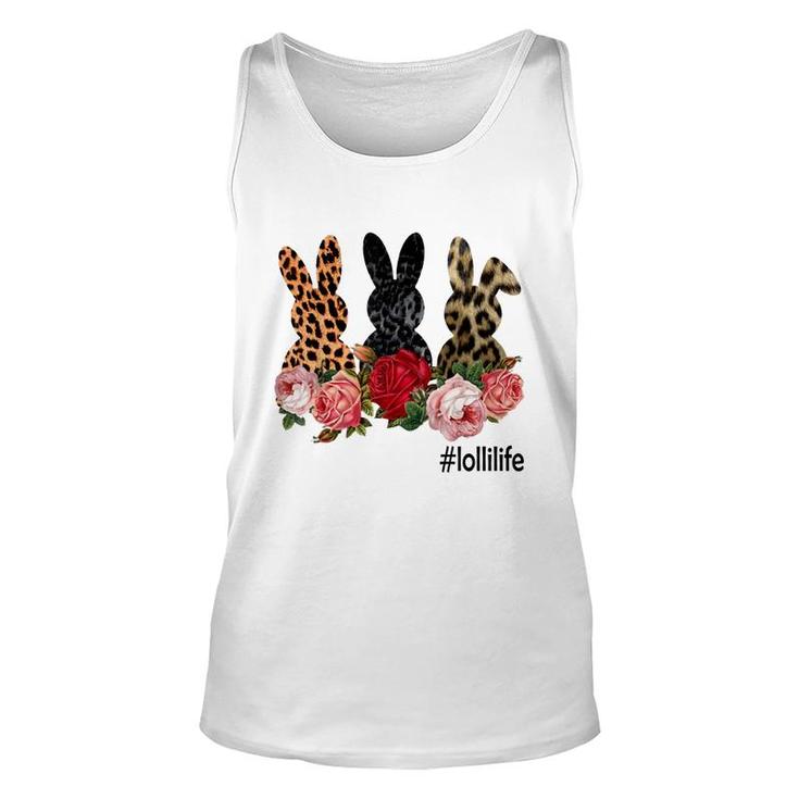 Cute Bunny Flowers Lolli Life Happy Easter Sunday Floral Leopard Plaid Women Tank Top