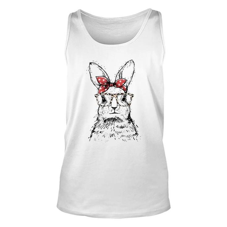 Cute Bunny With Leopard Glasses Cute Easter Tank Top Unisex Tank Top