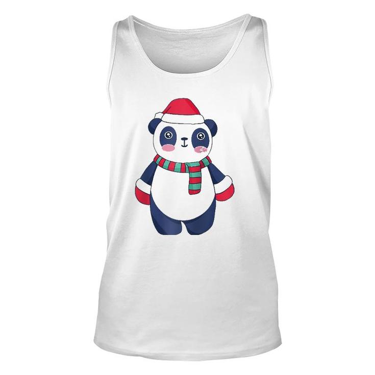 Cute Christmas Baby Panda Bear Santa Hat Scarf And Gloves Raglan Baseball Tee Tank Top