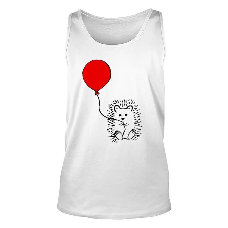 Cute Hedgehog With Red Balloon  - The Perfect Birthday Unisex Tank Top