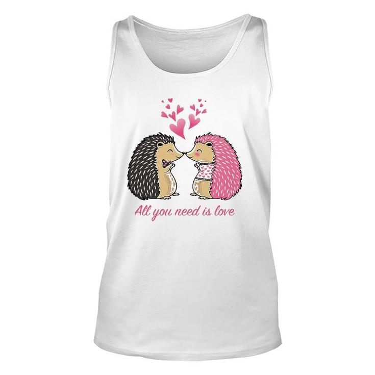 Cute Hedgehogs Kissing Valentine's Day Gift For Her Unisex Tank Top