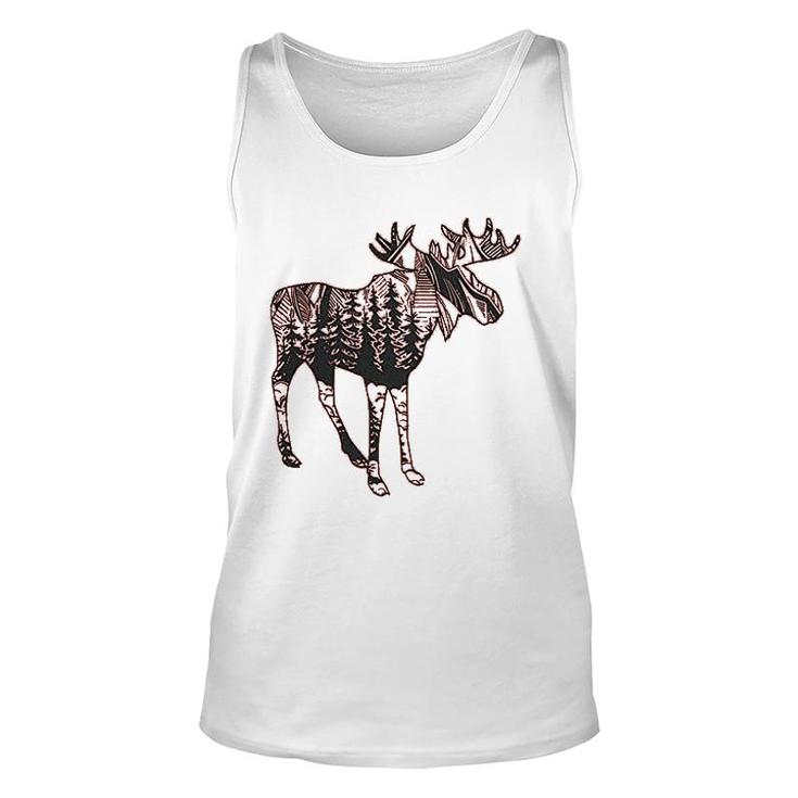 Cute Moose Printed Camping Unisex Tank Top