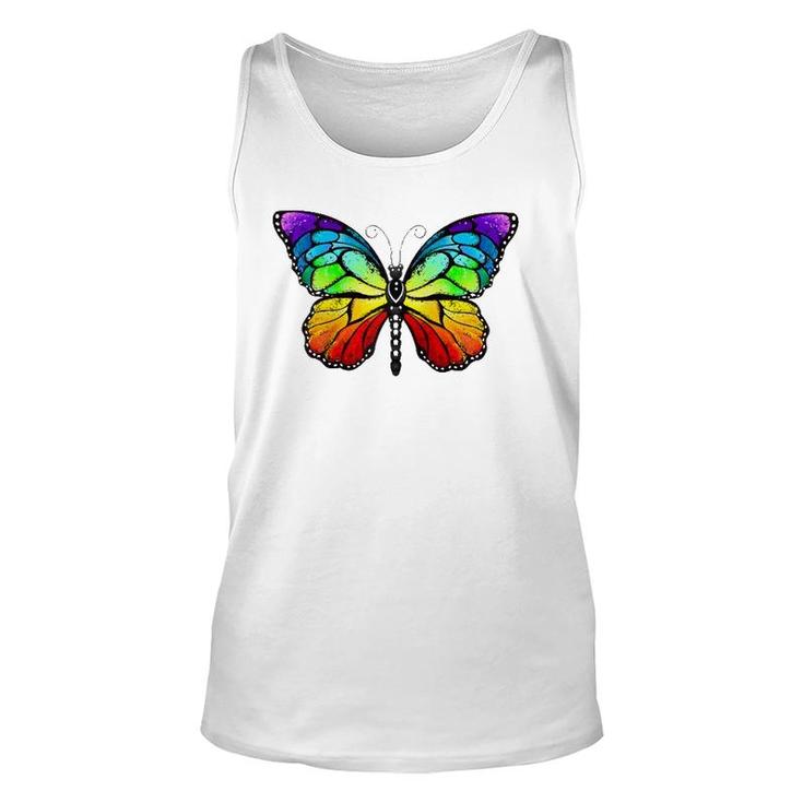 Cute Rainbow Monarch Butterfly Aesthetic Raglan Baseball Tee Tank Top