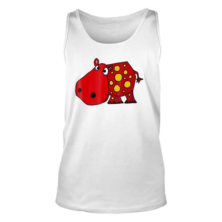 Cute Red Hippo Cartoon Unisex Tank Top