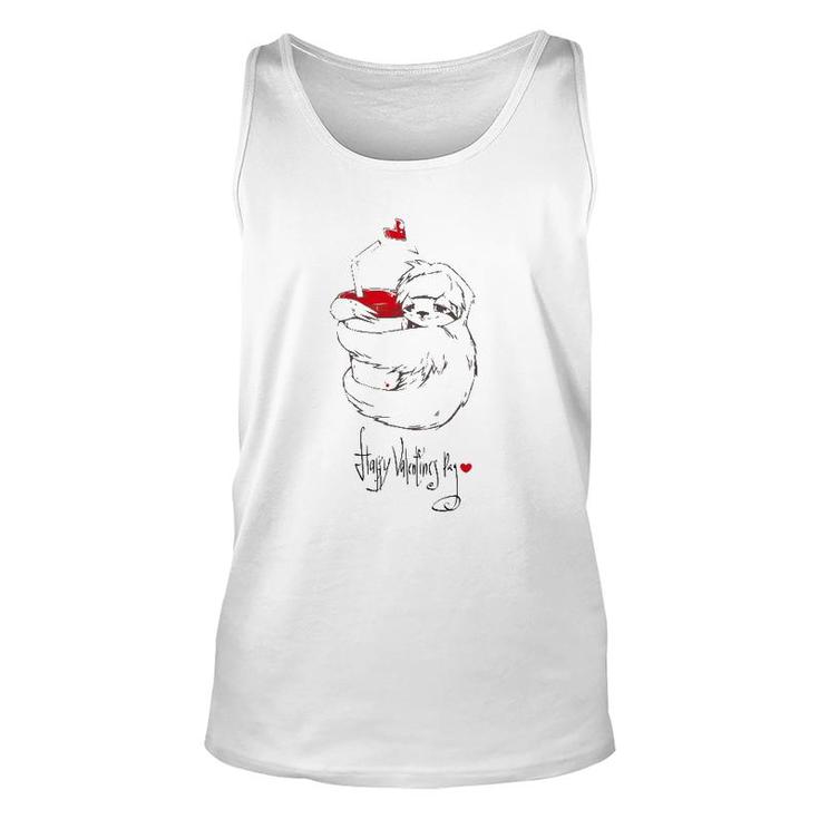 Cute Sloth With Cup Happy Valentine's Day Unisex Tank Top