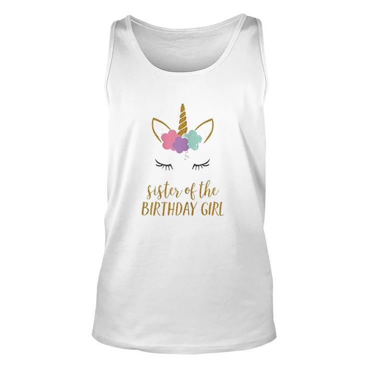 Cute Unicorn Sister Sister Of The Birthday Girl  Unisex Tank Top