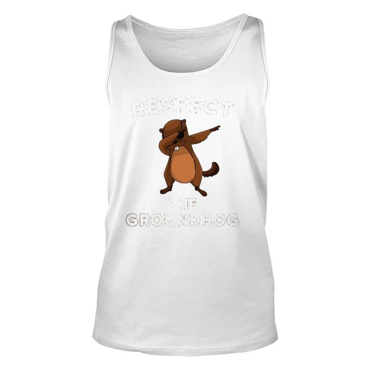 Dabbing Groundhog Day Respect The Groundhog Funny Unisex Tank Top