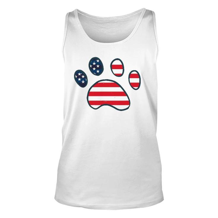 Dog Paw American Flag Patriotic Decor Outfit 4Th Of July Unisex Tank Top