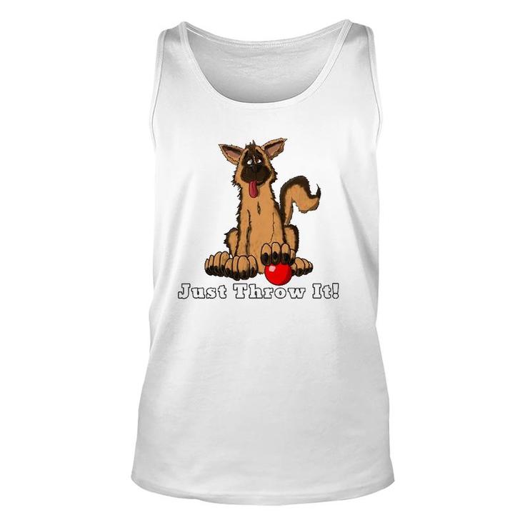 Dog With Red Ball Just Throw It For Dog Lovers Unisex Tank Top
