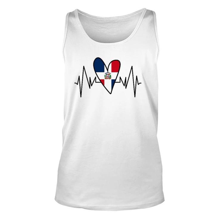 Dominican Flag Heartbeat Ekg Heart Unisex Tank Top