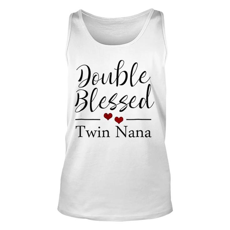 Double Blessed Twin Nana Red Hearts Unisex Tank Top