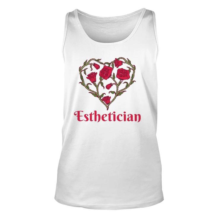Esthetician Heart Shaped Flowers Red Roses Esthetician Unisex Tank Top