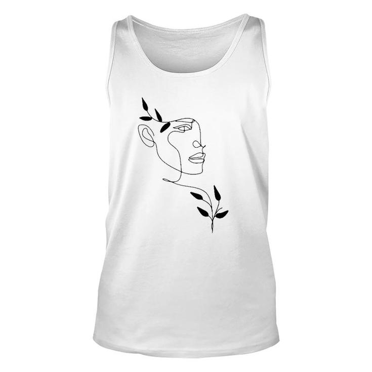 Face Abstract Minimalist Line Art Drawing Tee Aesthetic Top Unisex Tank Top