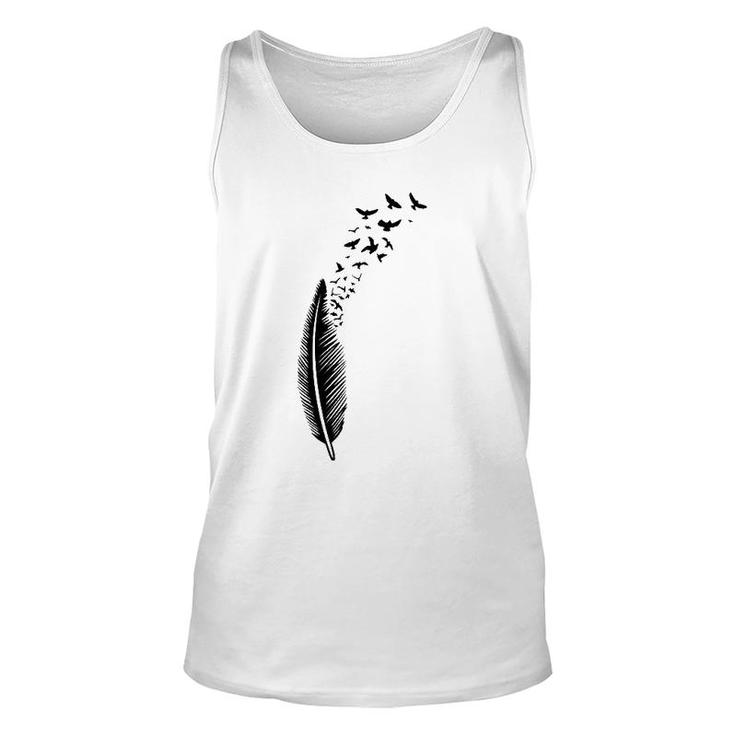 Feather With Swarm Of Birds Symbol Of Freedom Animal Unisex Tank Top