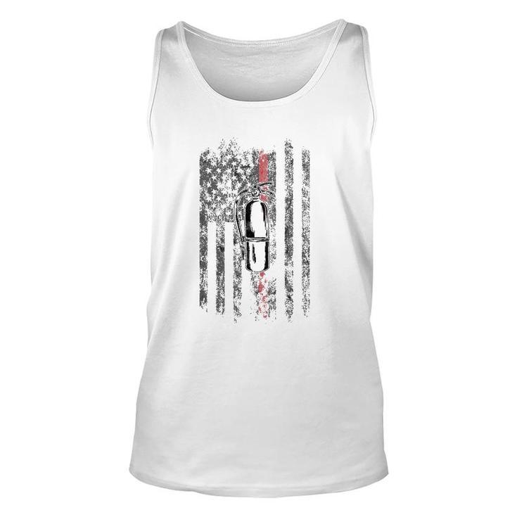 Fire Extinguisher American Flag Thin Red Line Firefighter Unisex Tank Top