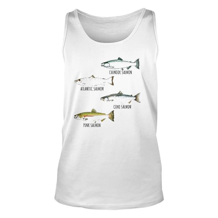 Fish Species Biology Different Types Of Salmons Fishing Unisex Tank Top
