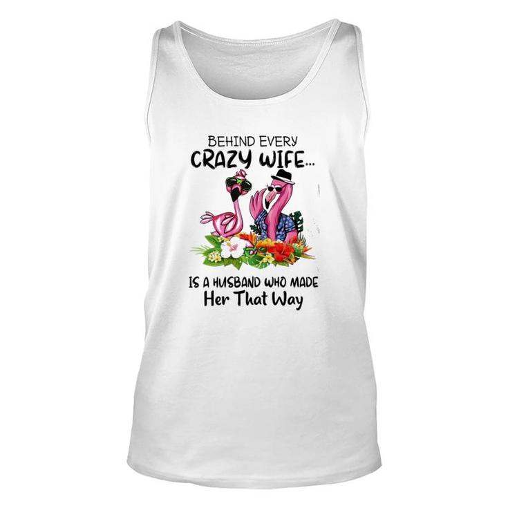 Flamingo Behind Every Crazy Wife Unisex Tank Top