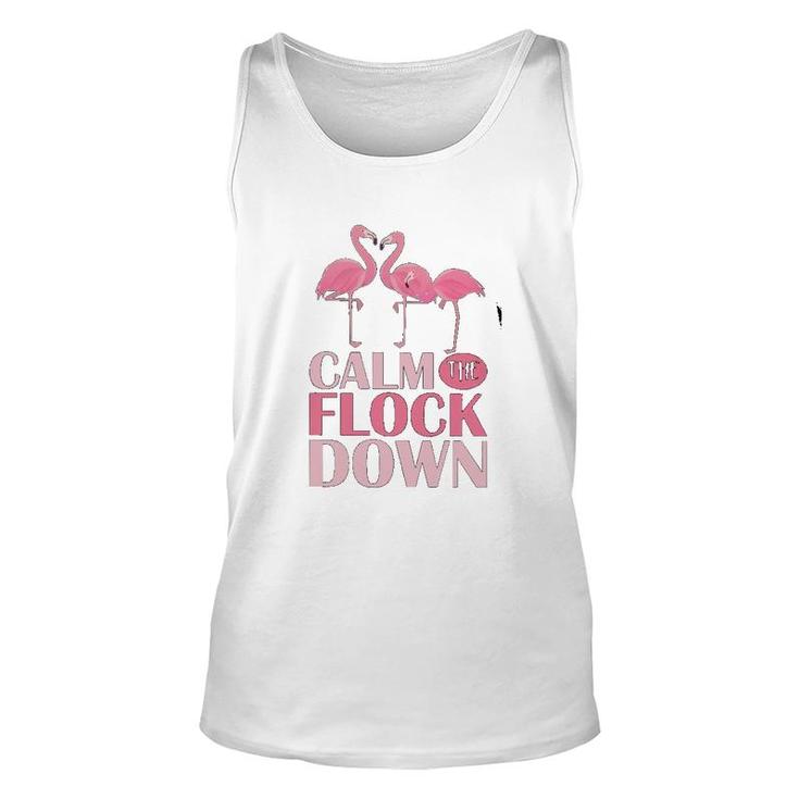 Flamingo Calm The Flock Down Unisex Tank Top