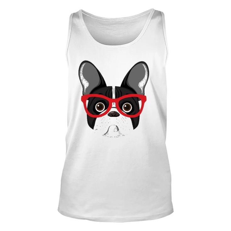 Frenchie With Glasses - Frenchie Bulldog  Unisex Tank Top