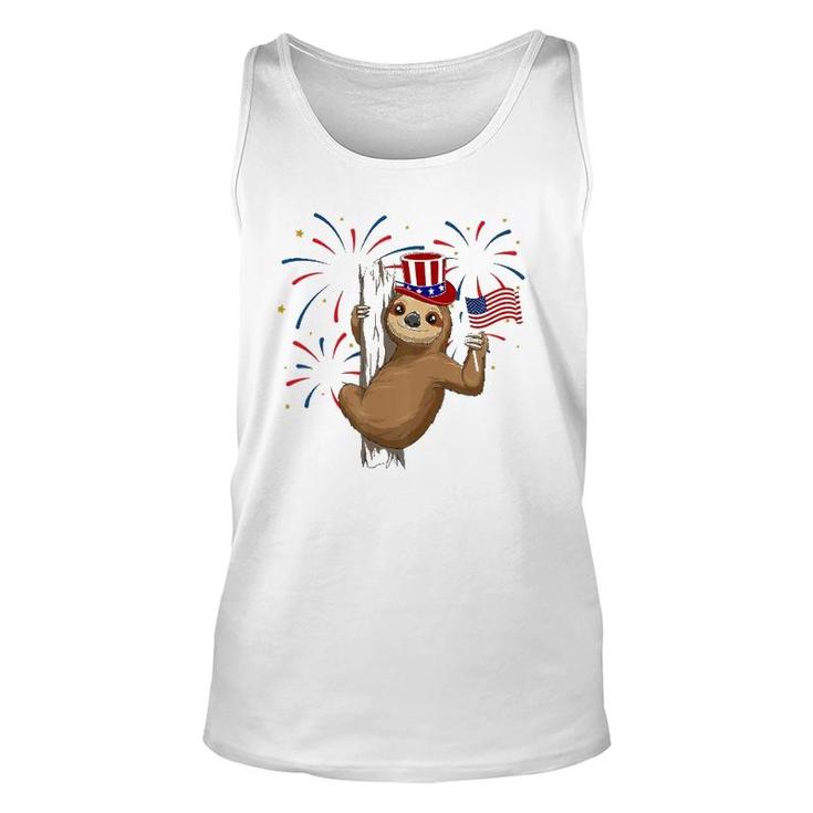 Funny 4Th Of July Sloth With American Flag Patriotic Unisex Tank Top