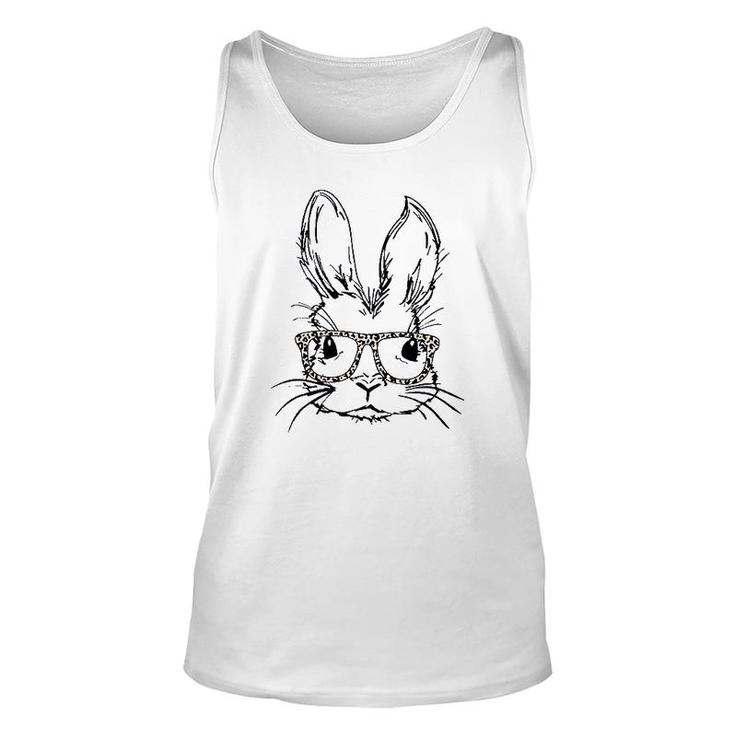 Funny Bunny Rabbit With Leopard Glasses Unisex Tank Top